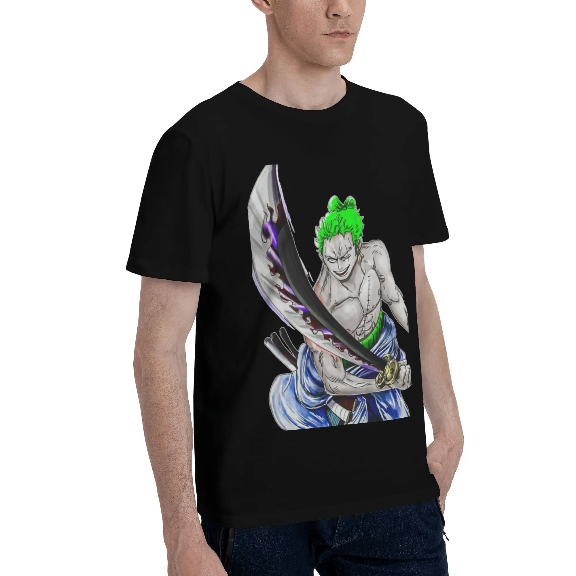 Zoro  Men's T Shirts One Piece Creative Tees Short Sleeve Crew Neck Pure Cotton Birthday Gift Clothes T-Shirt