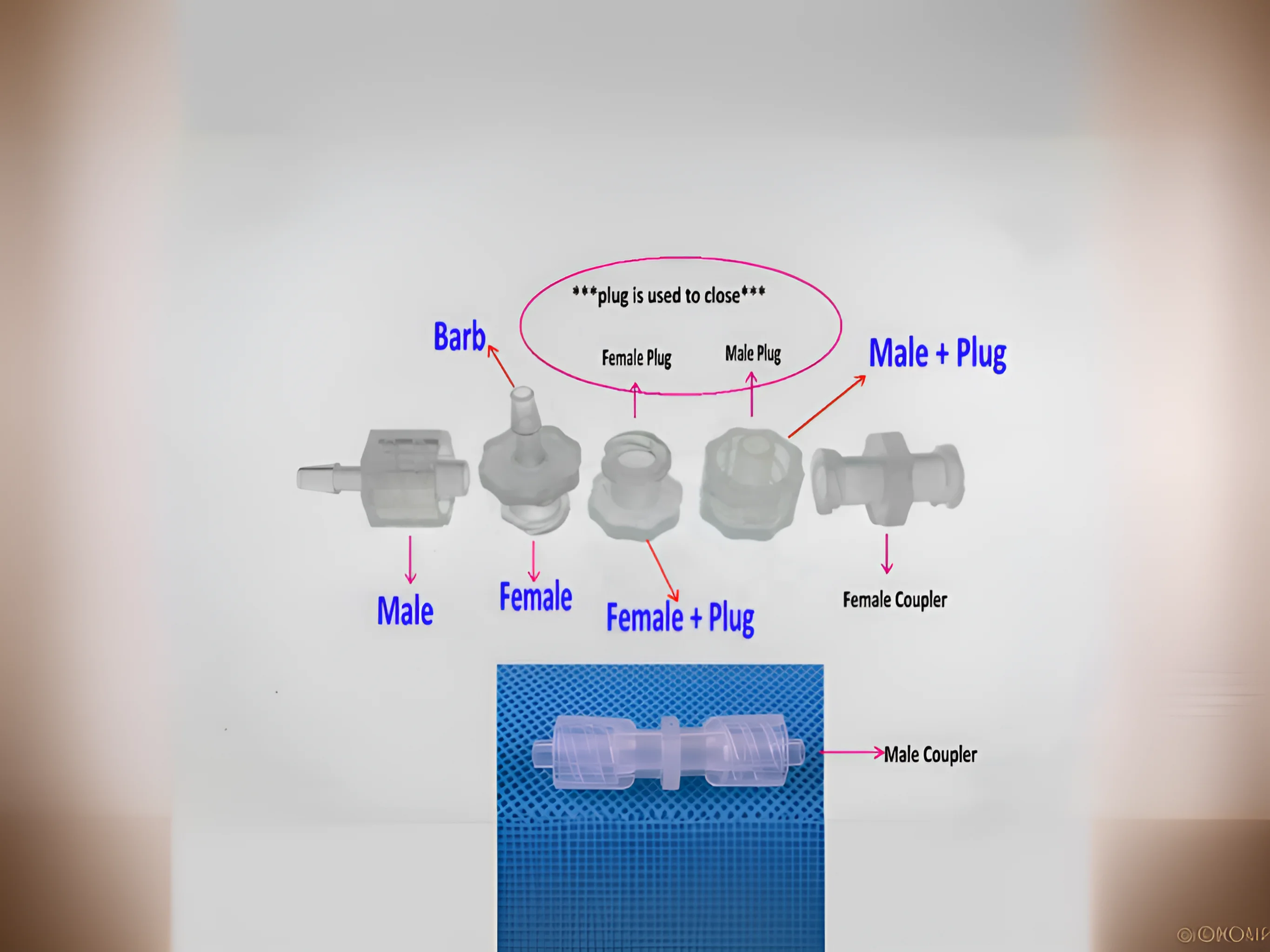 100pcs/lot medical equipment Luer Lock male female Connector (polyprop) adapter plugs caps couplers