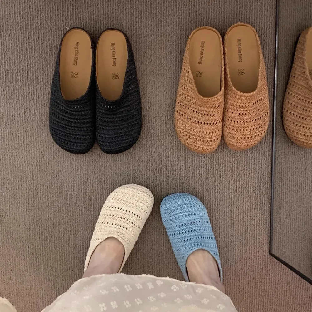 

Weave Mesh Slippers Women Flat Sandals Platform Casual Mules Shoes Woman Loafers Shoes Trend Comfort Shallow Beach Slides