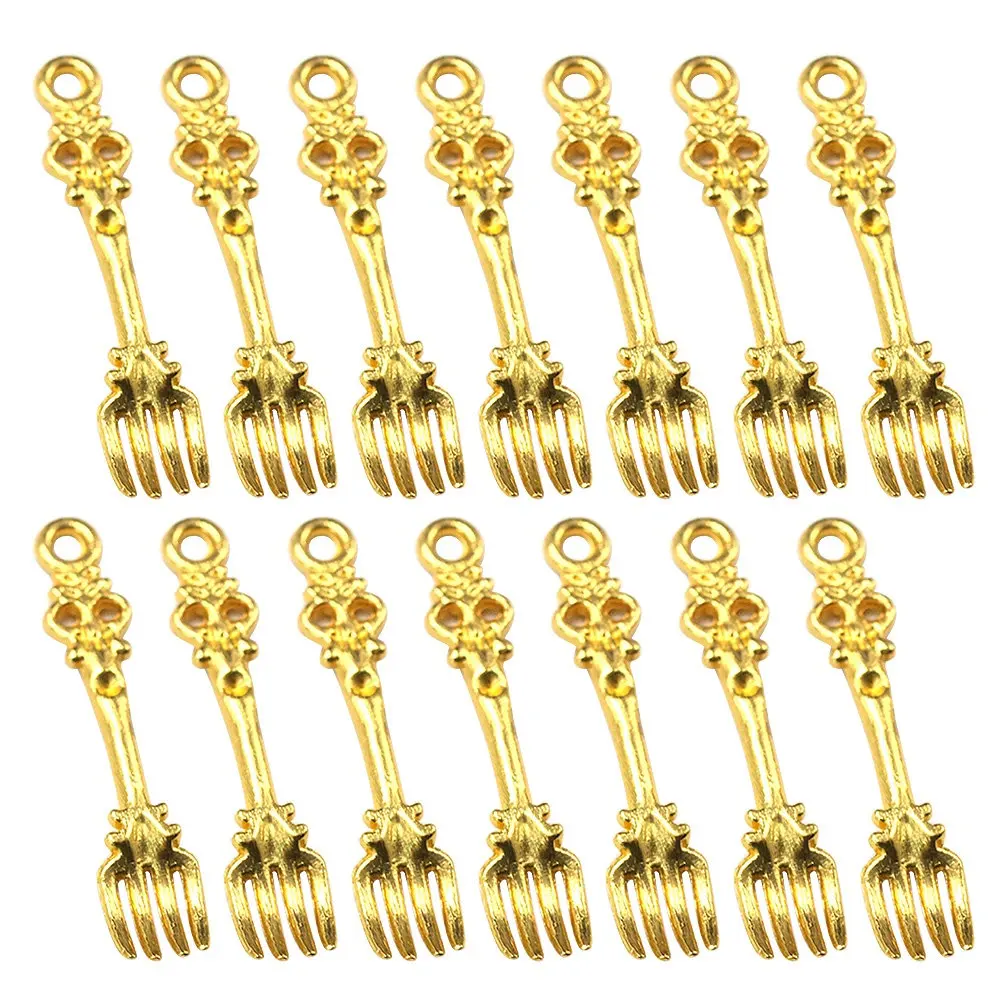 

50Pcs DIY Pendant Charms Alloy Fork Shape Jewelry Making Necklace Bracelet Keychain Craft Accessories Gift Alloy Pendant Charm