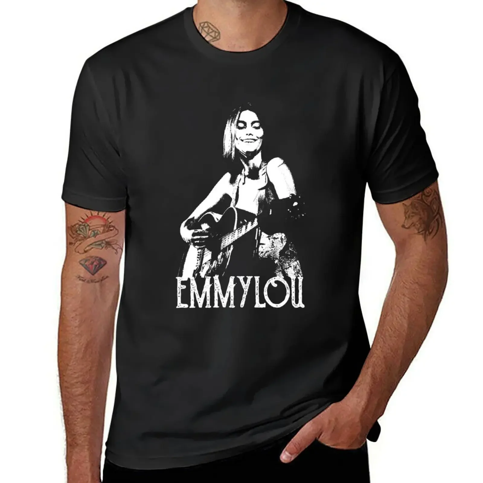 Emmylou - White Stencil T-Shirt rapper graphic tees anime tshirt mens graphic t-shirts hip hop