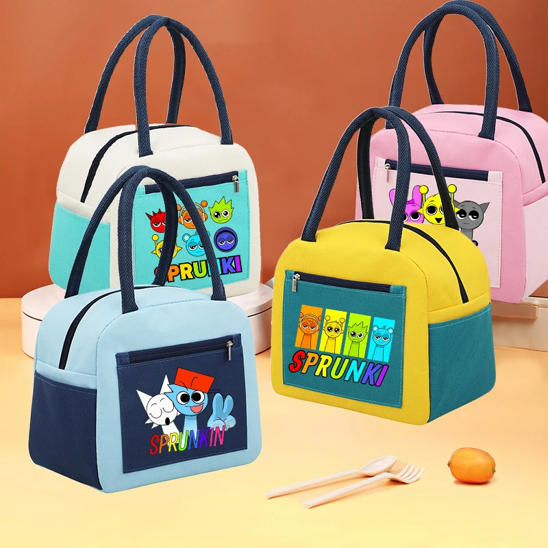 

Sprunki Handheld Lunch Bag Boy Girl Cartoon Anime Figures Lunch Box Bento Bags Cute Food Insulation Bag Cute Picnic Bags Gift
