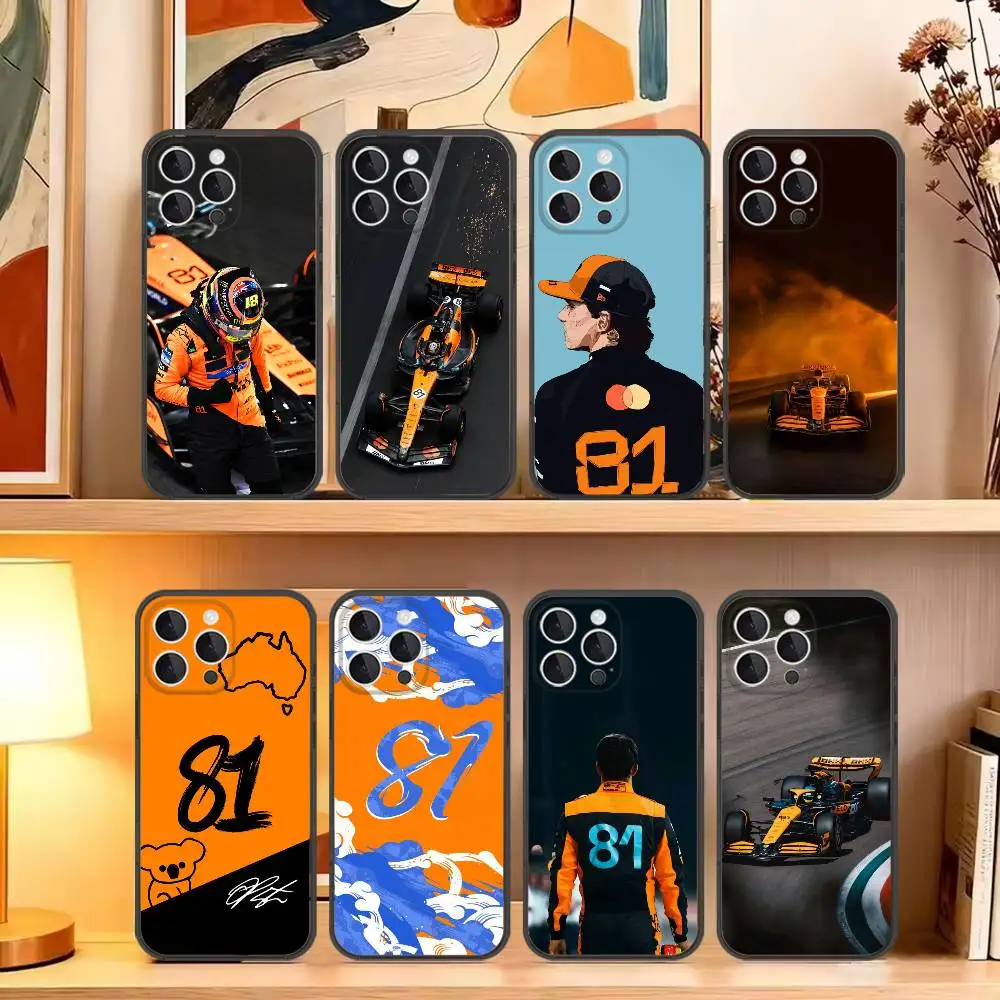 O-Oscar Piastri 81 Phone Case For iPhone16,15,14,13,12,11,Pro,Max,Plus,X,XS,SE4,E,Mini,Soft Black Case