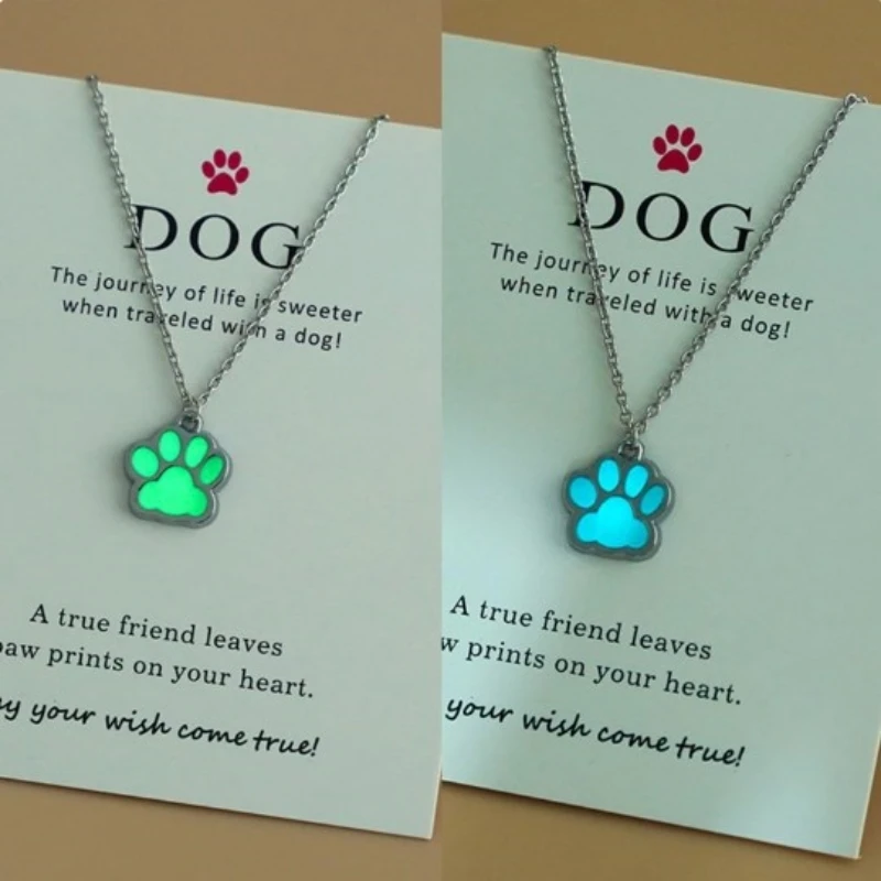 Nuova collana luminosa In acciaio inossidabile amanti dei cani collana con zampa di cane gatto Glow In The Dark Night regalo luminoso per gli amici