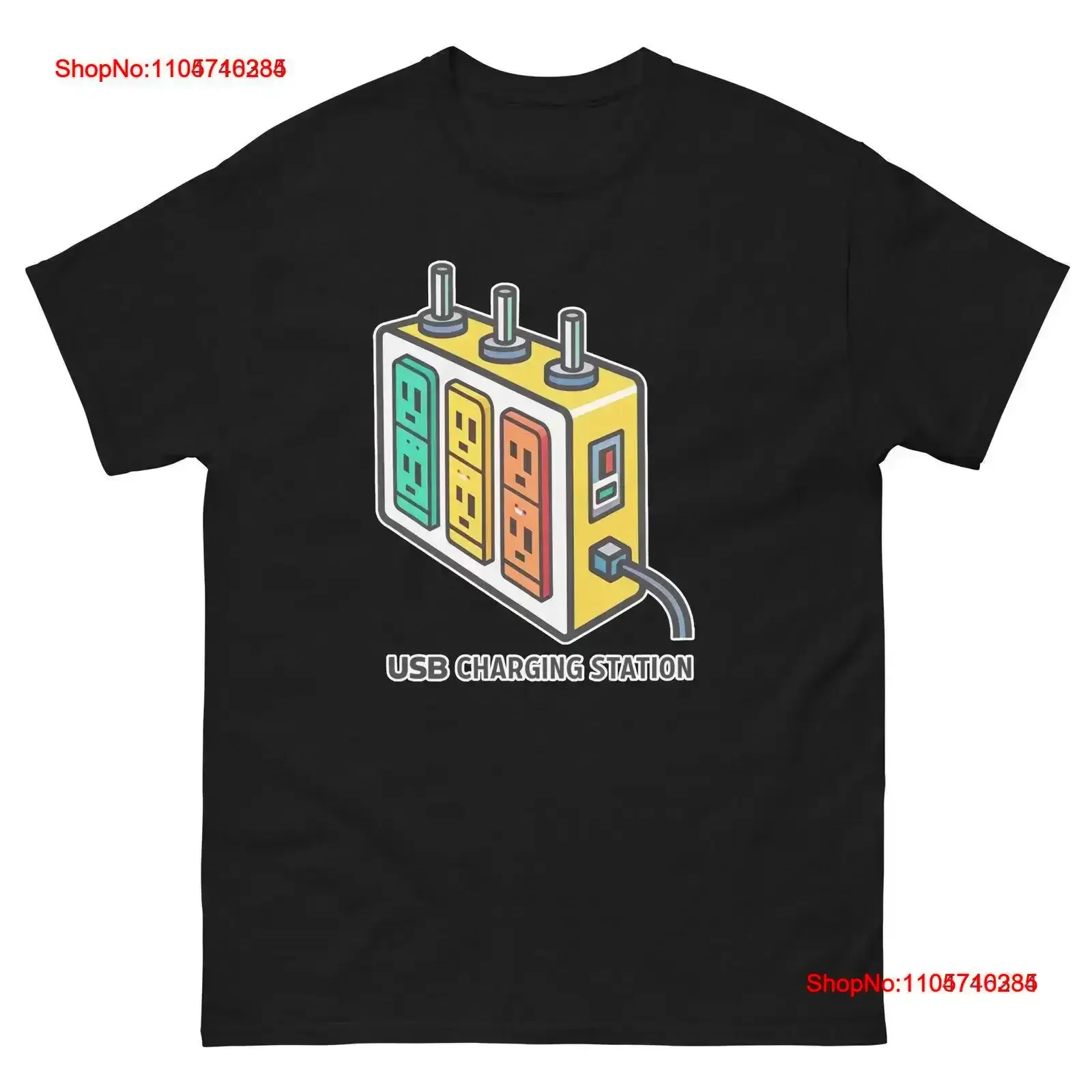 USB Charging Station Nightclub Bar Nightlife Party T Shirt vintage Washed Top For Everyday Wear Versatile Casual Soft vintage