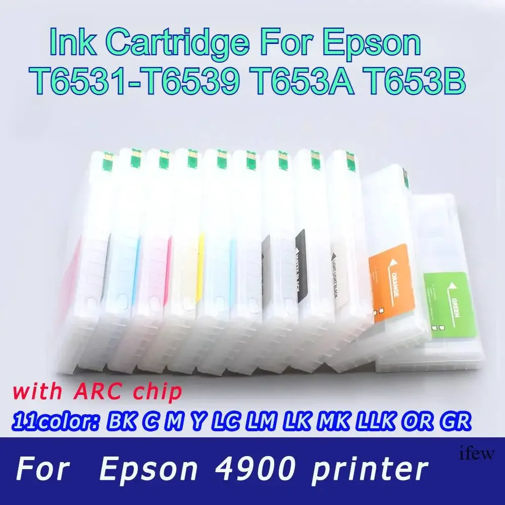 Printer Cartridge Refill Ink Cartridge For Epson Stylus Pro 4900 T6531 T6539 T653A T653B Empty Refillable Ink Cartridge ARC Chip