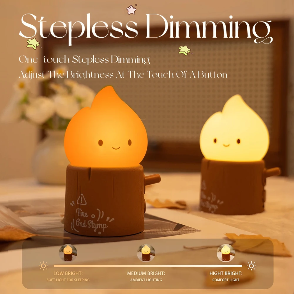 مصباح ليلي لإشعال النار قابل لإعادة الشحن، مصباح سيليكون شبح الهالوين، يعتم بجانب المصباح مع سطوع 3 مستويات