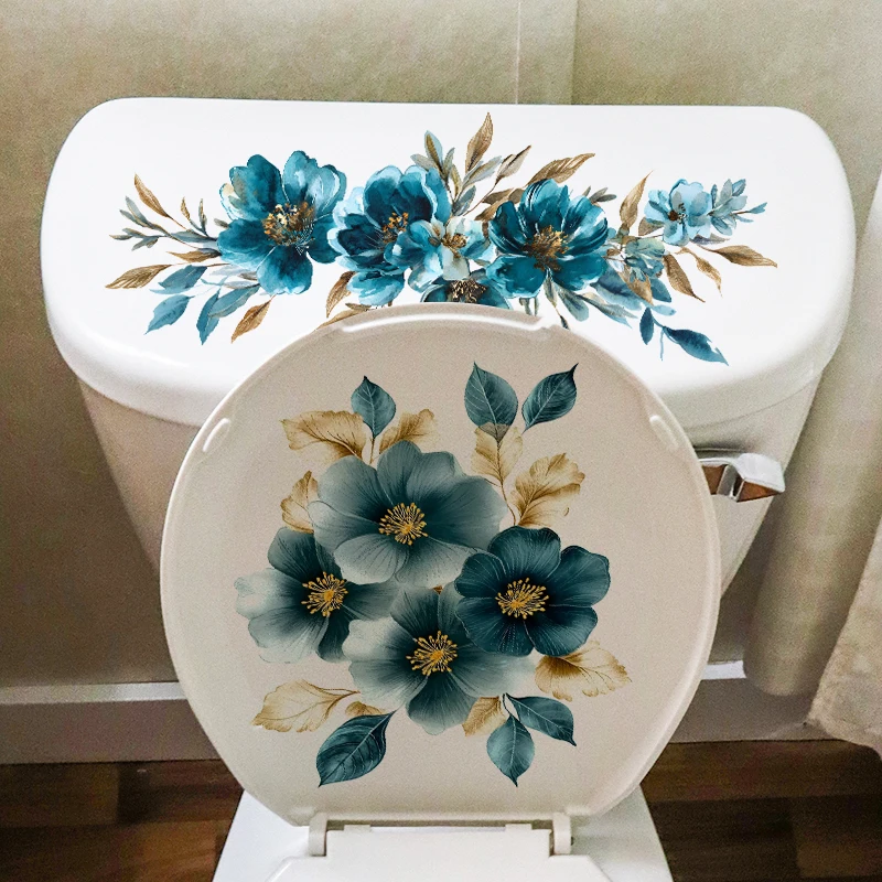 1PC Creative dark green flower stickers for bathroom, toilet seat, toilet cover, home decoration stickers - suitable for glass s
