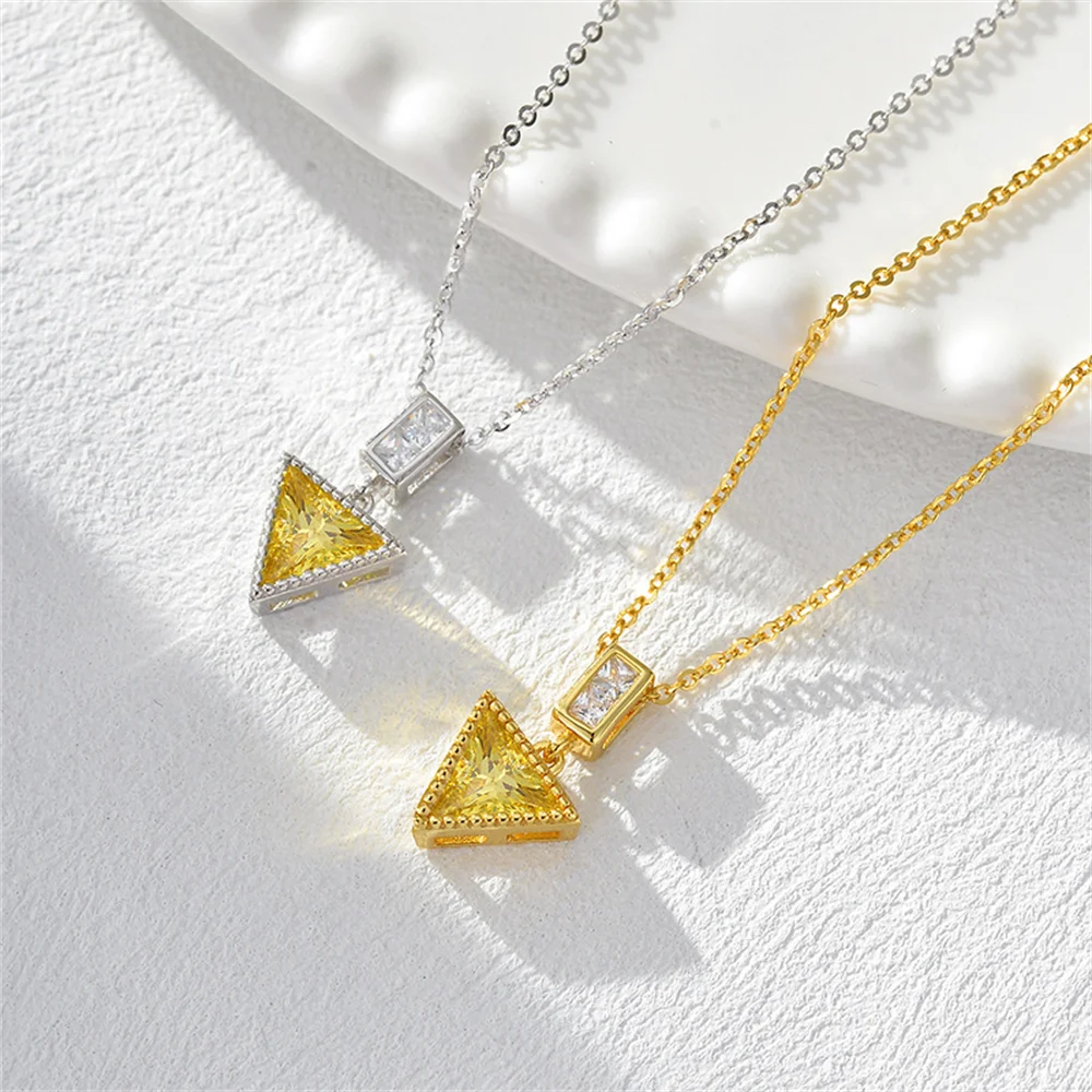 

Korean S925 Necklace - Geometric Zircon Inverted Triangle, Niche High, Stylish Women's Collar