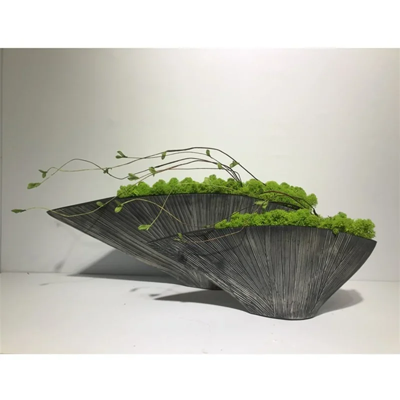 Creative Nordic style resin vase modern abstract fan-shaped vase decorative crafts home decoration dried flowers