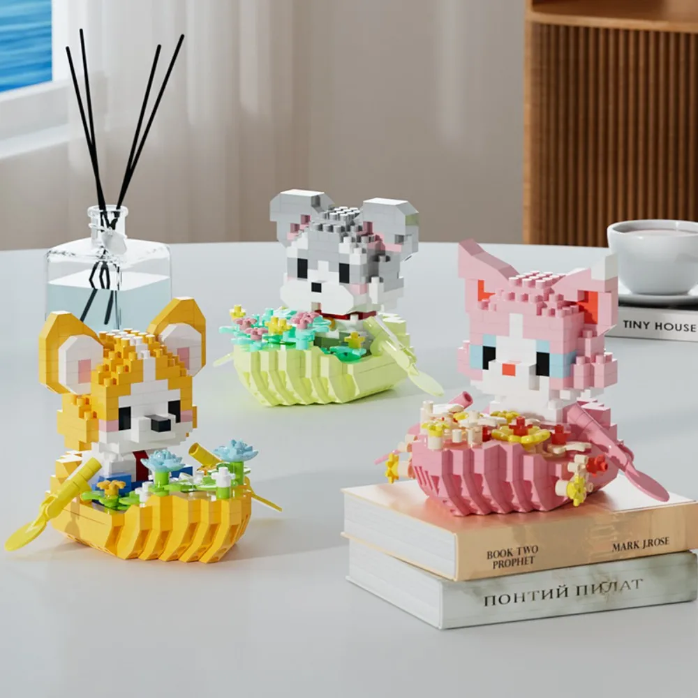 Cute Animal Boat Building Blocks Kawaii Pet Cat Dog Mini Bricks Puzzle Stress Relief Toy DIY Assembly Kit Kids Adult Birthday view 2