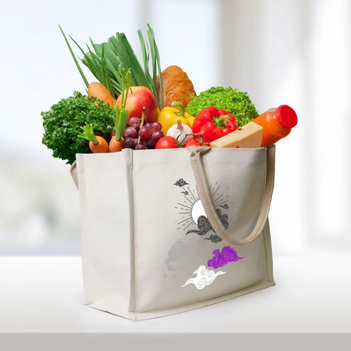 Sun and Clouds Ace. Asexual Pride Tote Bag Customizable tote bag Women bags Candy bags