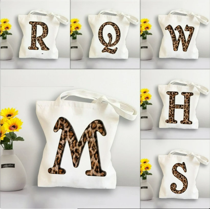 

Круто! Забавная холщовая большая сумка с леопардовым принтом от А до Я, сумка для йоги, повседневная сумка для покупок, путешествий, пикников, вечеринок и подарков