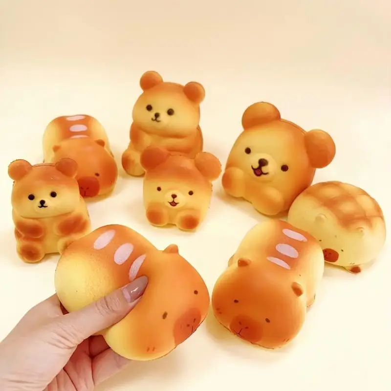 Animal Themed Slow Rebound Simulated Bread Toy PU Wet Soft Feel Kneading Toy Stress Relief Decompression Ornament