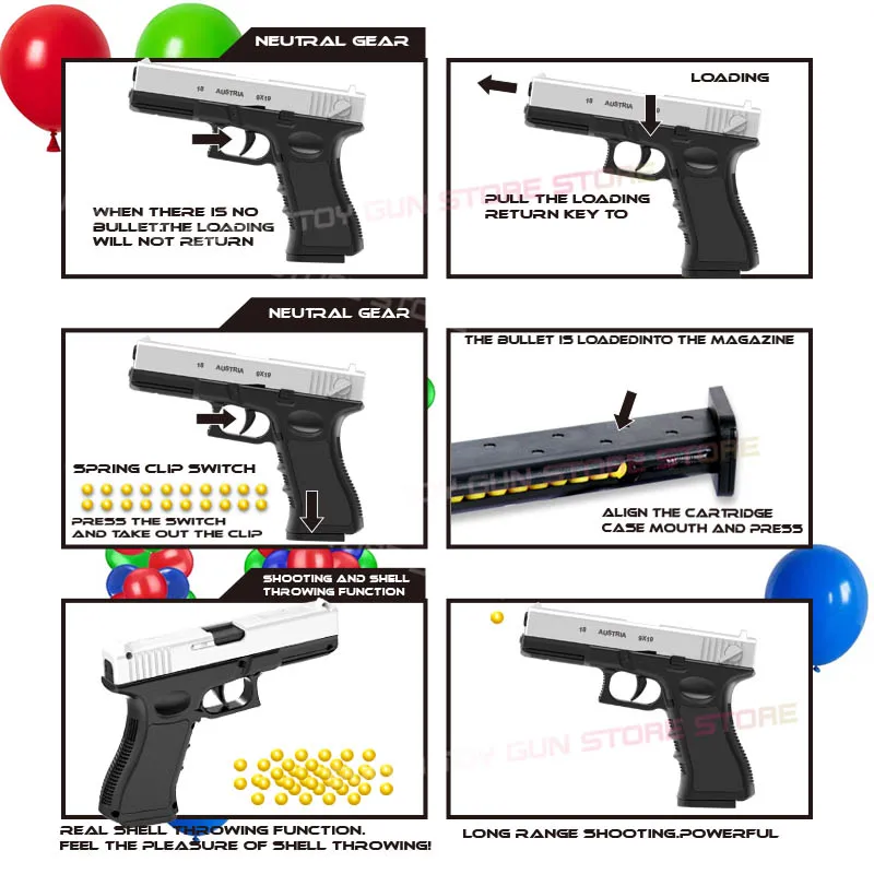 رصاصة ناعمة جديدة ومسدس Airsoft دليل G18 مسدس لعبة مجلة سفلية ليزر الرياضة في الهواء الطلق CS لعبة Kisd هدية #3