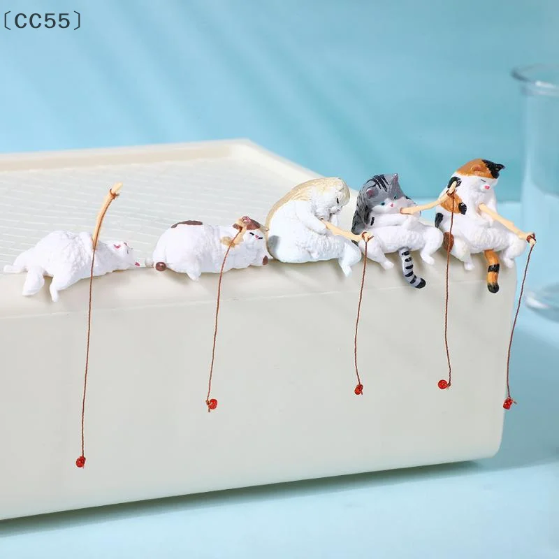 ieniaCC55 Parque1/5 Stück Aquarium Angeln Katze hängende Mini kreative Landschaft Dekoration Aquarium Aquarien Ornament Miniaturfiguren
