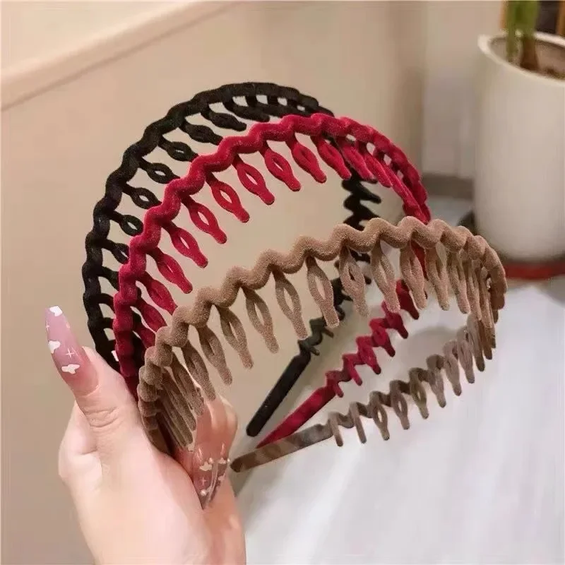 2024 Selling New Styles Fashion Wave Resin All-match Scrub Velvet Hair Band Headband for Women Girl Hair Accessories Headwear