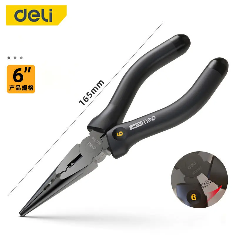 

Youpin Deli Household Tool Chrome Vanadium Needle Nose Pliers Multifunctional Electrician Repair SInsulated Household Hand Tools