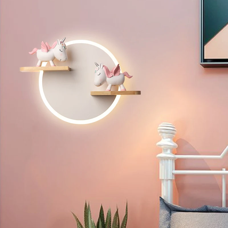 Nordic Cartoon Children\'s Room Wall Lamp Cute Unicorn Ornaments Kids Bedside Light Decoration Bedroom Creative LED Adjustable