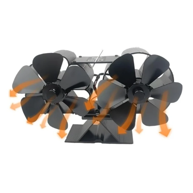 1PCS Heat Powered Dual Motor Heater Fan for Gas Pellet Wood Burner Stove Accessories Wood Stove Fireplace Fan 12 Blades