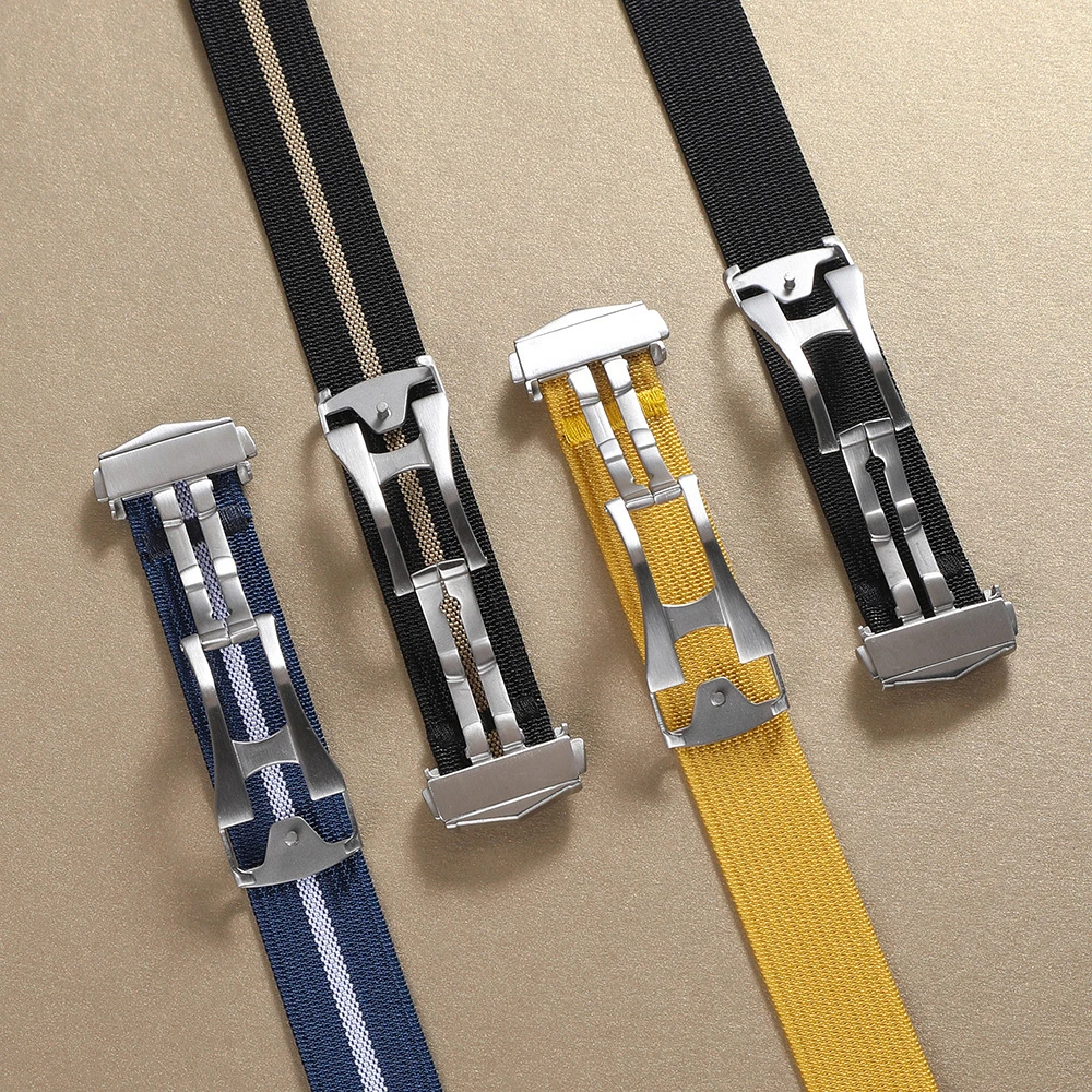 Hochwertiges Uhrenarmband mit Faltschließe, 20 mm, 22 mm, geripptes Nylon-Uhrenarmband, Faltschließe, Uhrenarmband-Zubehör für Omega Seamaster