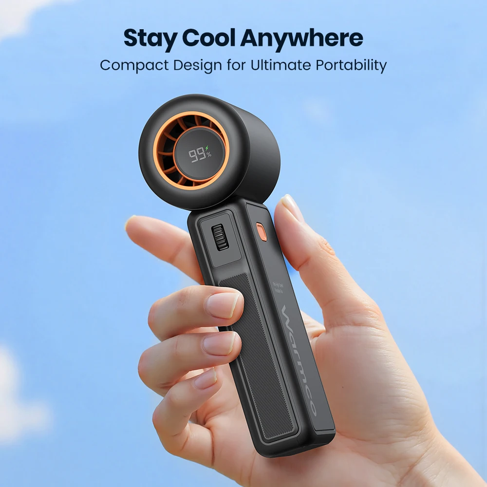 Портативный ручной вентилятор Warmco, мощный мини-турбовентилятор емкостью 5000 мАч, высокоскоростной USB-перезаряжаемый вентилятор емкостью 13000 об/мин для путешествий и улицы
