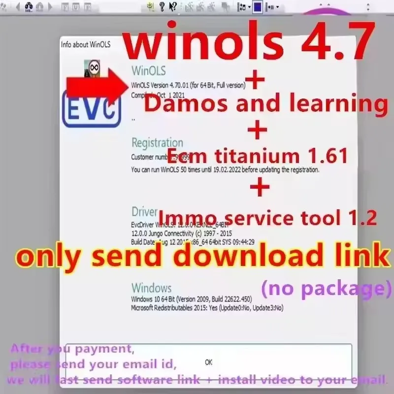 Herramienta immo Winols 4,7 completamente activada Windows 7 10 11 No es necesario Vmware multilingüe + Damos + ECM TITANIO + he