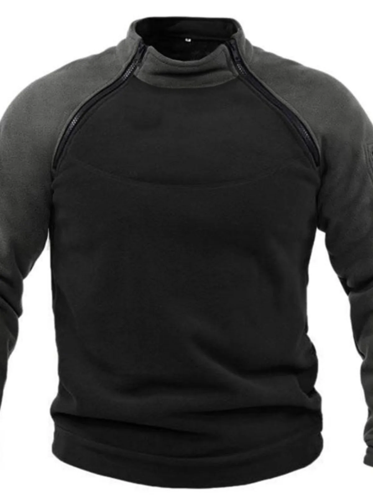 

Мужская толстовка свободного кроя на молнии, двухцветная, для активного отдыха, теплая, вязаная, повседневная, осенняя коллекция 2025, модная, с воротником-стойкой