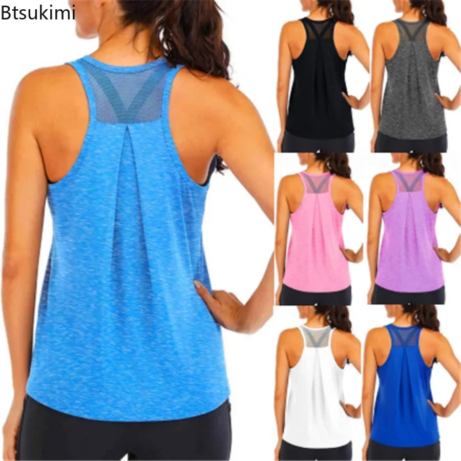 2026 Women's Solid Back Hollow Out Tanks Vest Running Yoga Sportswear Sleeveless Shirt Tank Tops Quick Dry Fitness Vest Clothes