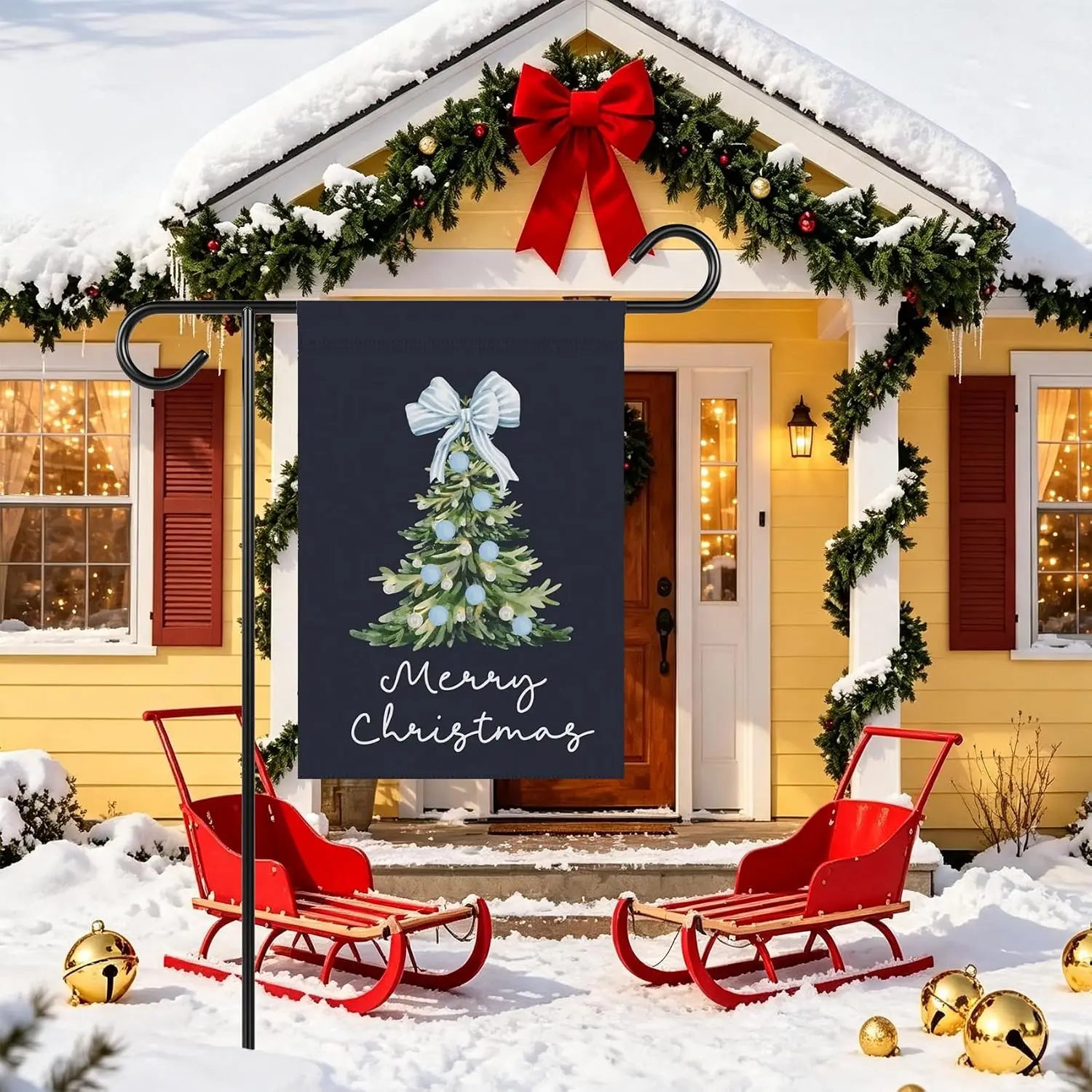 Merry Christmas Tree Garden Flag 12x18