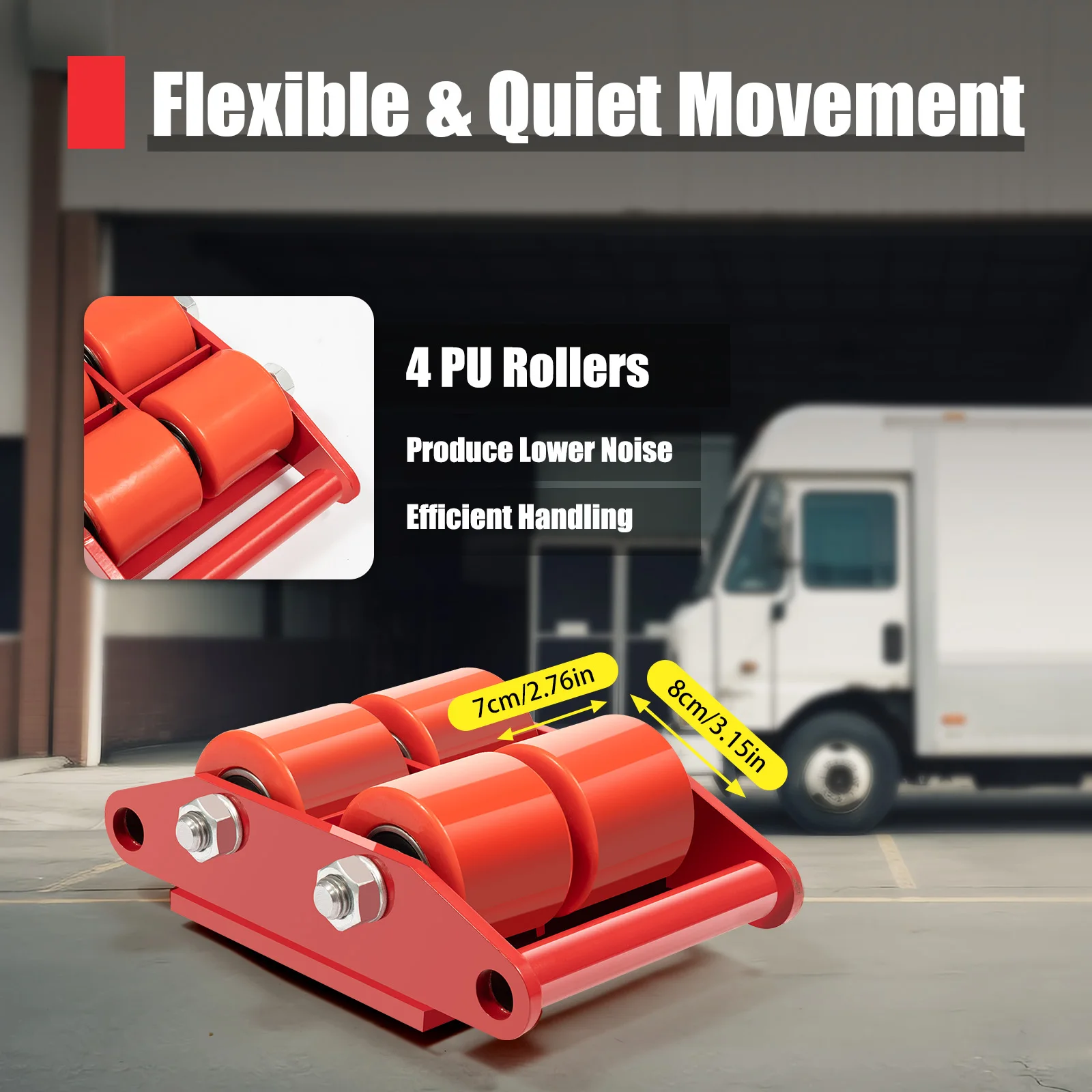 4pcs Machinery Mover 6T Machinery Skate Dolly 13200lbs Machinery Moving Skate W/ 360° Rotation Cap and 4 Rollers Yellow
