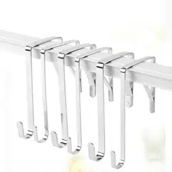 Stainless Steel Door Hooks Adjustable Door Hooks Kitchen Bathroom Cabinet Behind Door Type Coat Rack Towel Rack Home Supplies