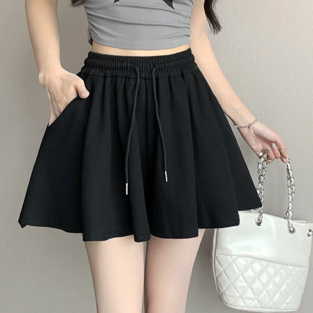 fashion terylene Ballet Puffy Shorts plain pleated Vintage Shorts Pants Elegant Casual Wide Leg Shorts women