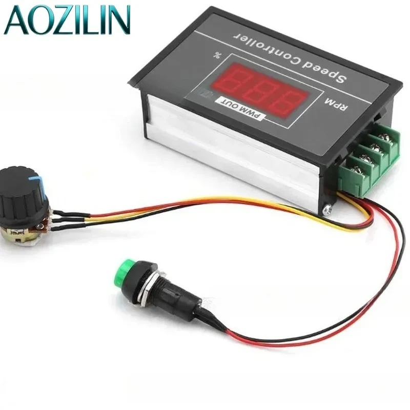 AOZILIN For Digital PWM DC Motor Speed Controller 6V 12V 24V 48V Stepless Variable Governor Switch with Display Case