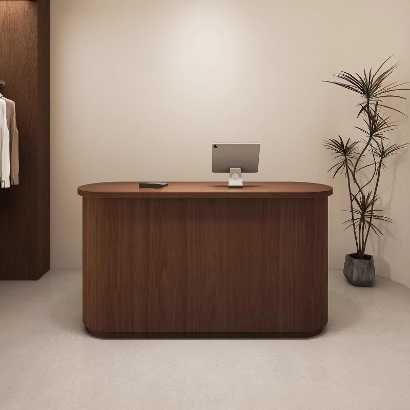 

Industrial Curved Reception Desks Wood Restaurant Minimalist Bar Company Reception Desks Shop Salon Mostrador Trendy Furniture