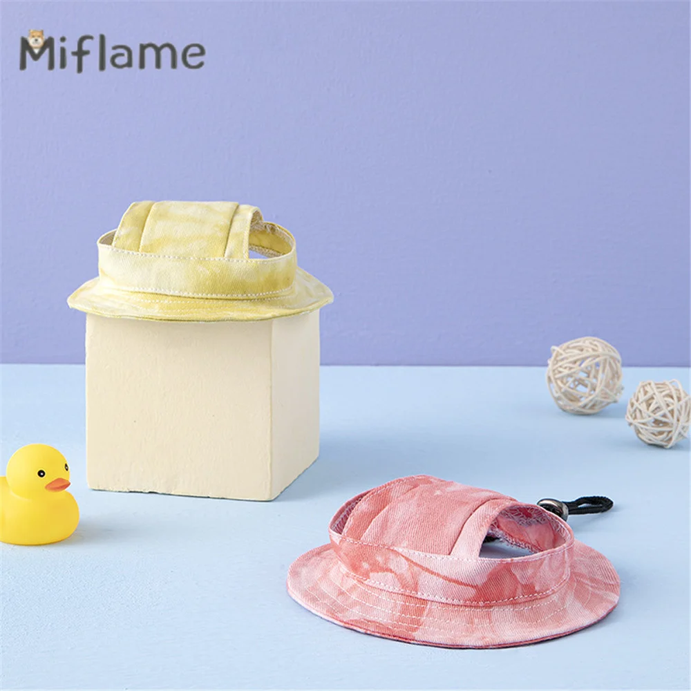 Miflame Pet Cute Open Ear Hat Anti falling Adjustable Basin Hat Sun Protection Sun Shading Dog Anti Ear Cotton Princess Hat