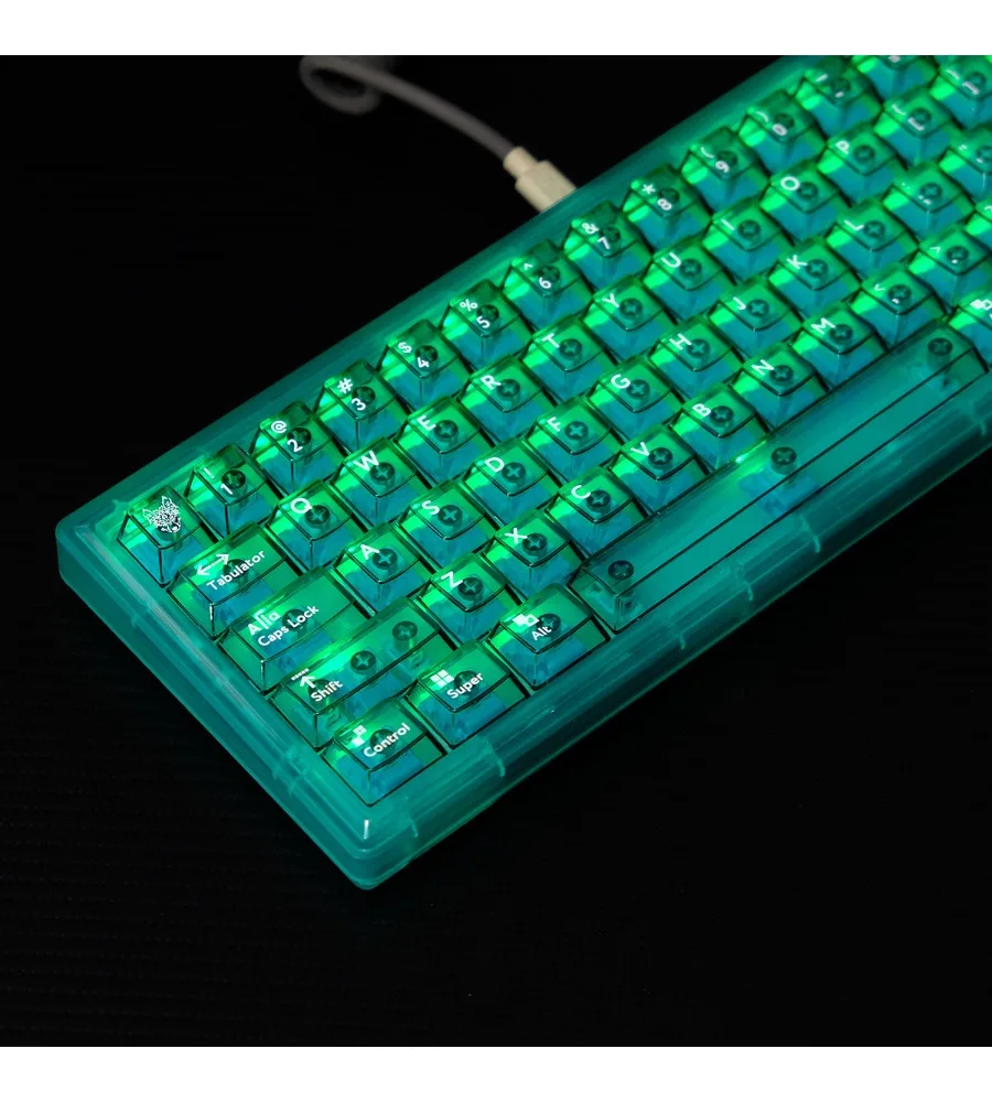 Green transparent mechanical keyboard keycap 114 keys PC material UV pad printing Original factory height adaptation 61/75/87/98