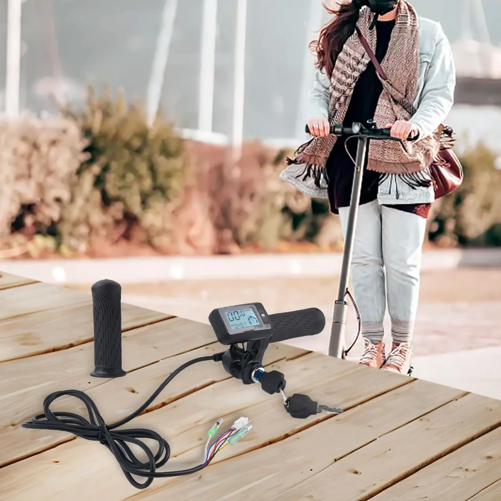 

Рычаг управления скоростью для самоката с ЖК-дисплеем, корпус из АБС-пластика, резиновые ручки, легкая интеграция в руль, для городских поездок