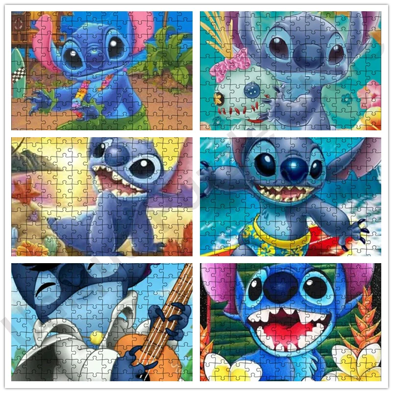 Disney-rompecabezas de Lilo & Stitch para adultos, juguete educativo, regalo de Navidad para niños, 300/500/1000 piezas