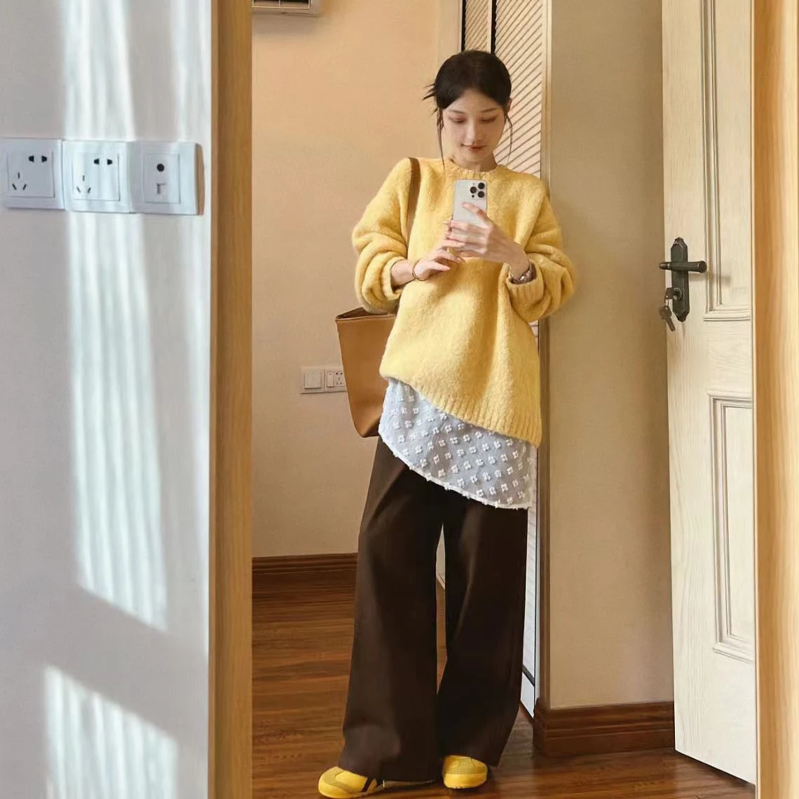 

Lace Trimmed f Skirt with Overlap Layers And Butt Covering ort A-Line Knitted Skirt for Women High Waist Design