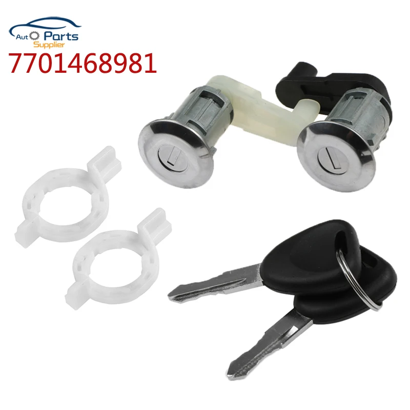 New 7701468981 Door Lock Barrel Cylinder With 2 Keys For Renault Megane Scenic Clio Master 7701468982