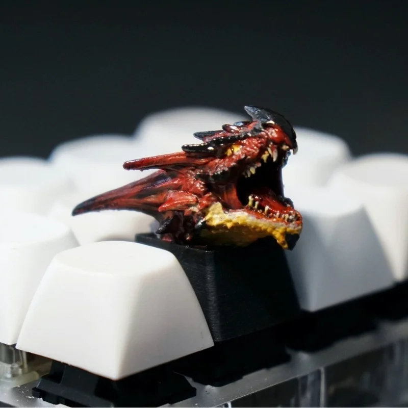 

Механическая клавиатура Silver Fire Dragon, колпачки для клавиш, креативное кибер-арт, 3D-смола, настраиваемая игровая клавиатура, прочные переключатели из ПБТ