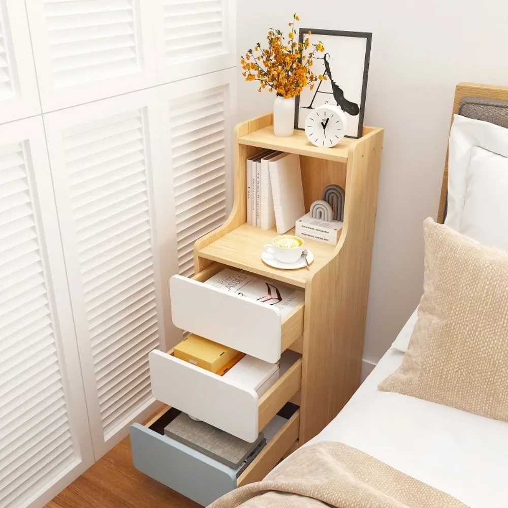 Wooden Bedside Table Multifunctional Storage Cabinet Drawer Style Storage Cabinet Easy To Assemble