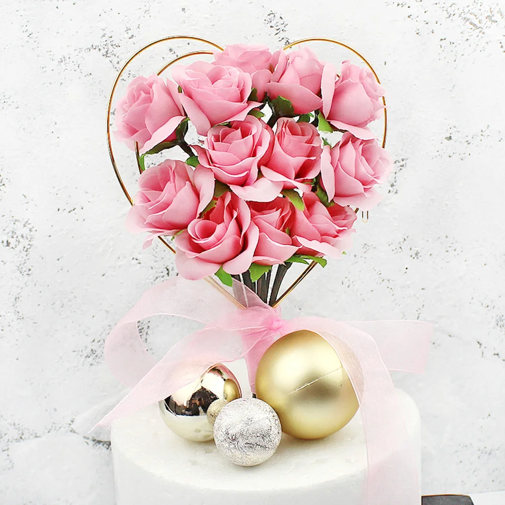 

Rose Bouquet Cake Topper Mothers Day Decorations Party Banquet Gatherings Cake Cupcake Dessert Decor Eco Material
