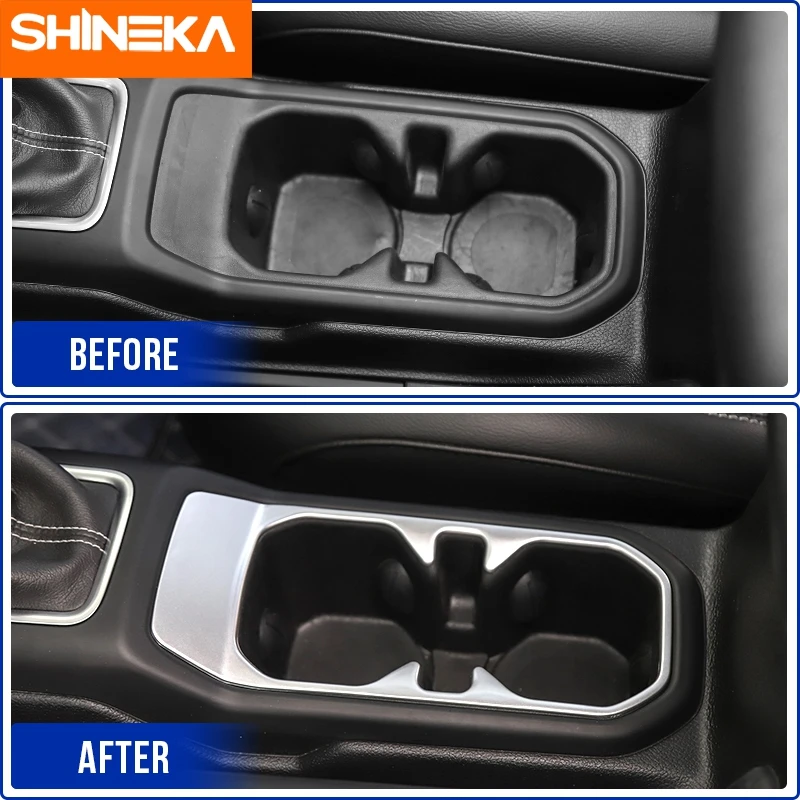 SHINEKA Car Front Drink Cup Holder Decoration Cover Trim Stickers for Jeep Wrangler JL Gladiator JT 2018 Up Interior Accessories view 2