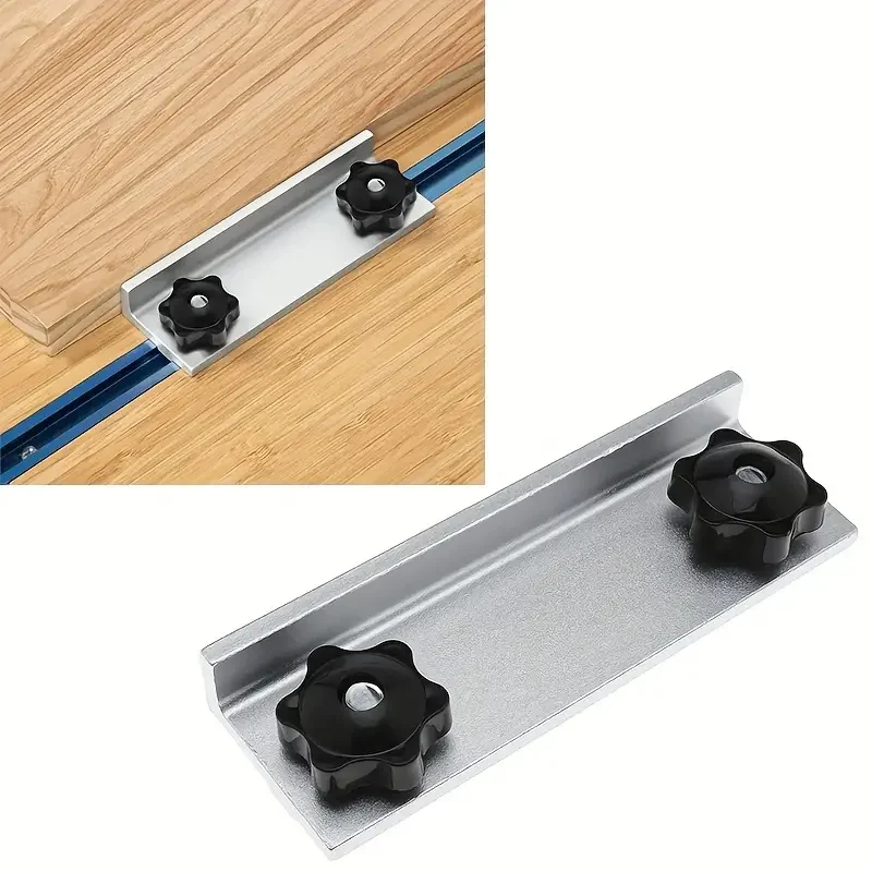 

1/2PCS Aluminum Alloy T-Track Long Stop Kits with Knobs Universal T-Track Stop Block for Woodworking Baffle Plate Stop Board