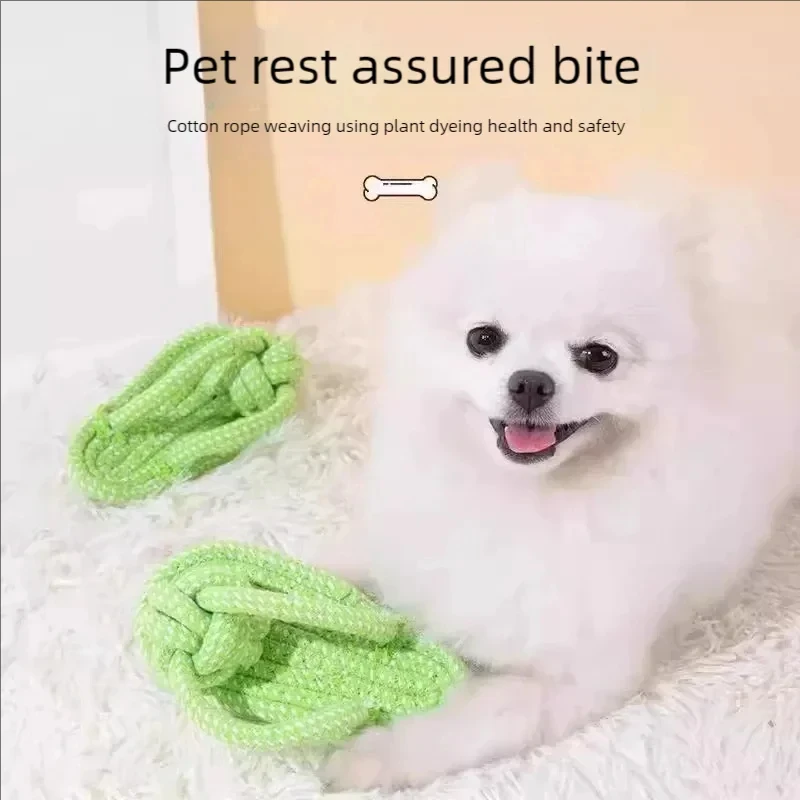 Baumwollseil-Slipper-Knotenspielzeug für kleine Hunde, interaktives Kauspielzeug, Zahnreinigung, Zahnsteinkontrolle, ungiftiges Hundespielzeug – Detail 4
