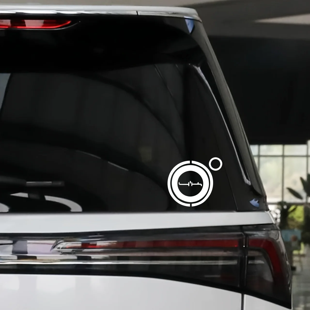 2D Flat Arabic Text Circle Vinyl Sticker 1Pc, Waterproof UV Resistant, for Car Fuel Tank Laptop Decor, Holiday Gift