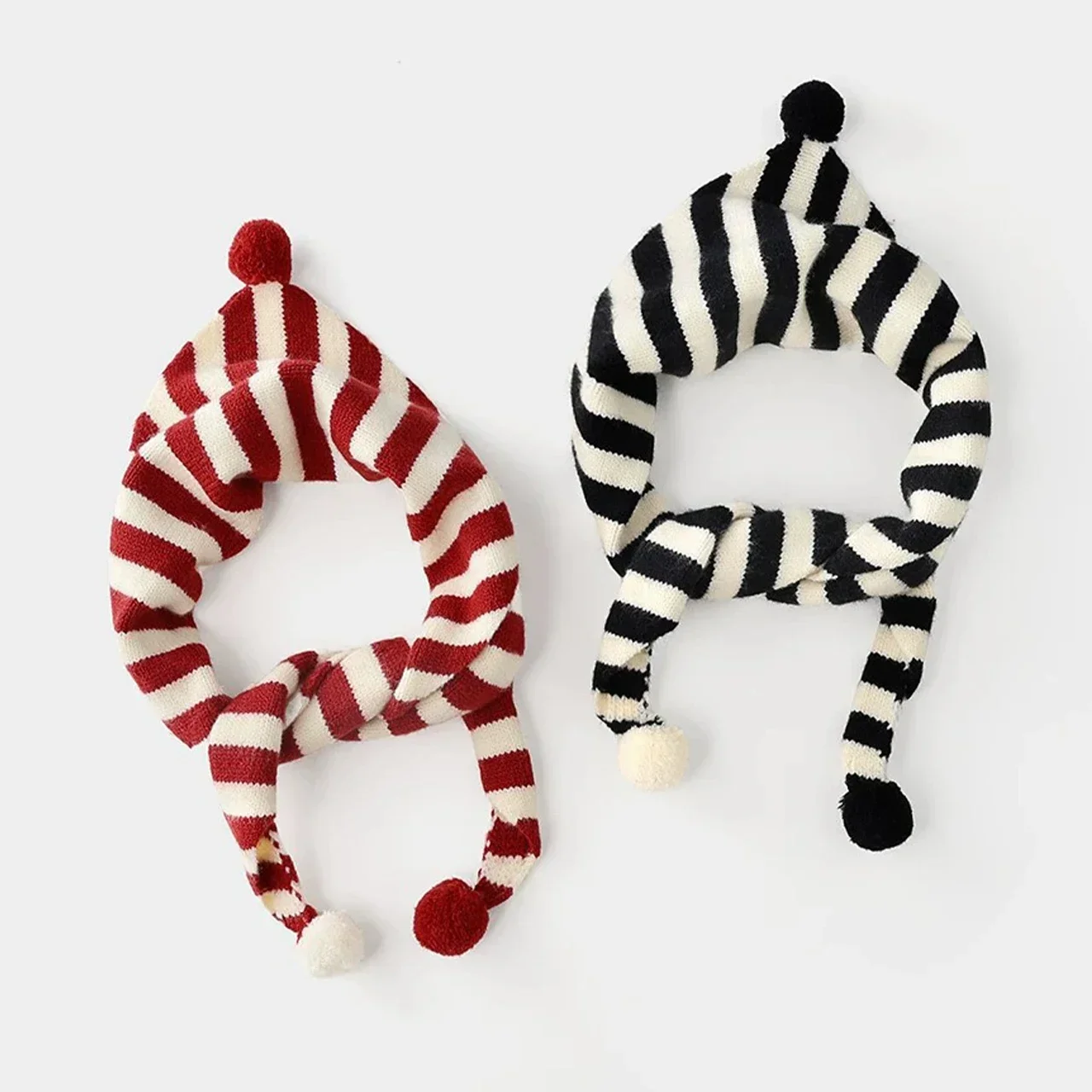 Fashion Triangle Scarves Kids Scarf Baby Striped Shawl Winter Boys Girls Ear and Neck Warmer Headgear Children Headwrap Knit Hat