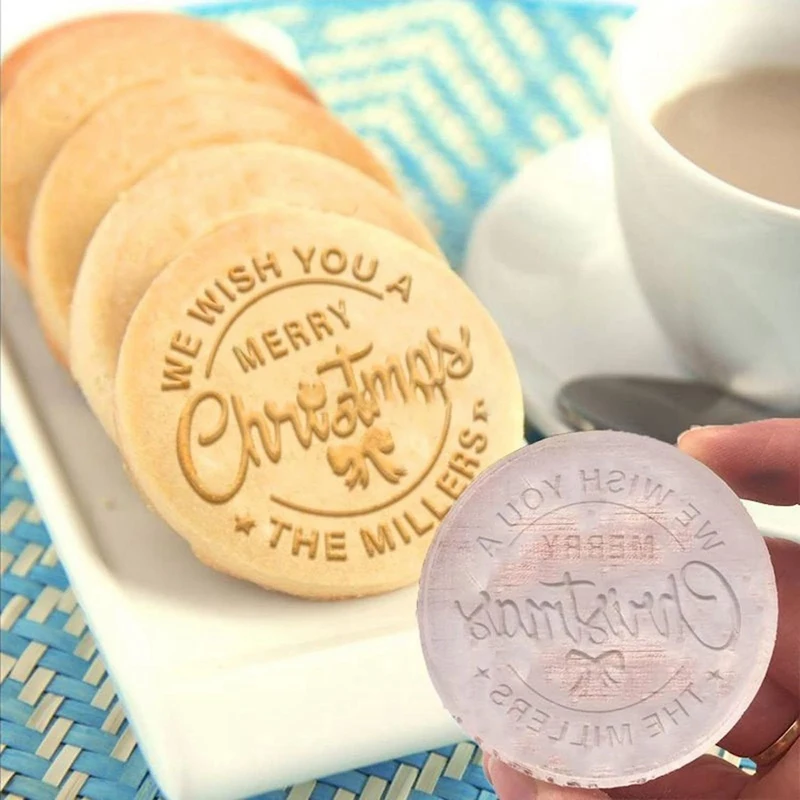 Merry Christmas Cookie Stamp Mold Plastic 3D Raised Design For Baking Cookie Stamps Suitable